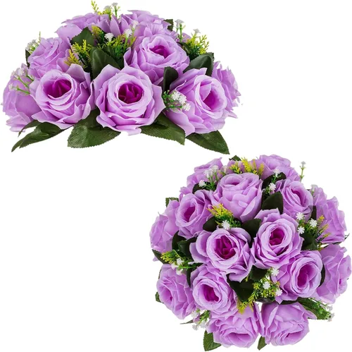 Vista 31 de BLOSMON Bolas de Flores para Bodas, Centros de Mesa de Rosas, 2 Piezas, Flores Artificiales Negras, Bolas Florales Colgantes, Decoración de Arreglos