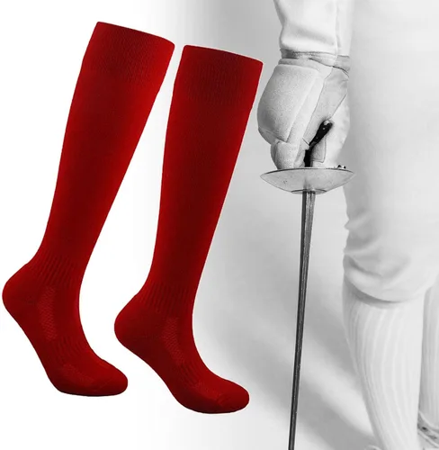 Vista 4 de Fancyes Calcetines de esgrima transpirables para absorción de sudor, equipo de esgrima, cómodos, atléticos, unisex, para juego de lámina de espada