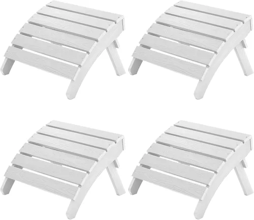 Vista 12 de MXIMU Taburete otomano plegable Adirondack para exteriores: Taburete de plástico HIPS para patio, fácil montaje, reposapiés para todo tipo de clima