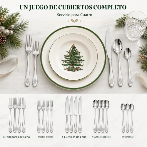 Vista 2 de Spode Christmas Tree - Juego de 20 cubiertos de acero inoxidable (20 unidades)