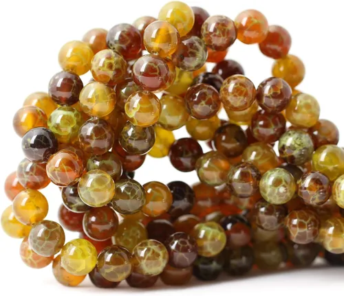 Vista 45 de Cuentas redondas sueltas de ágata estilo antiguo vena de dragón de 6mm, cuentas para diseño de joyas, 60 cuentas Ágata de vena de dragón