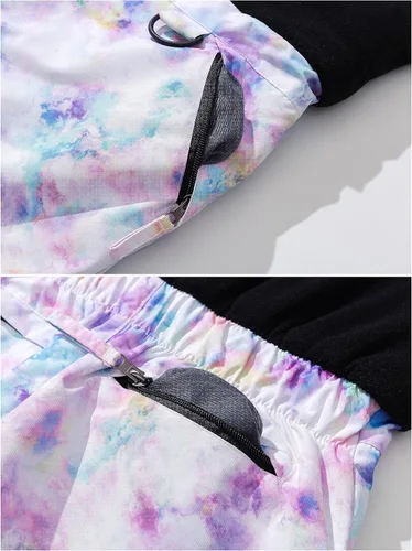Vista 7 de Pursky Pantalones de nieve para niños, baberos de esquí de invierno para niña, con aislamiento, impermeables, pantalones de nieve de forro polar