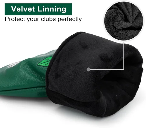 Vista 5 de Fundas para palos de golf, fundas para cabezas de conductor, Fairway 3, cubierta híbrida de cuero sintético, fundas para cabezas de rescate de golf