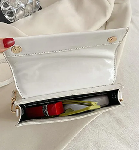 Vista 4 de Bolso Hobo brillante para mujer, estilo retro, de charol, bolso de hombro con cuentas de diseñador, bolsos de mano, bolso elegante para fiesta