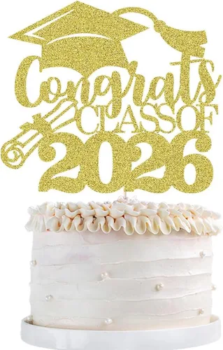 Vista 21 de Gold Class of 2025 - Decoración para tartas de graduación con purpurina para la clase de 2025, suministros de fiesta de graduación – Graduados