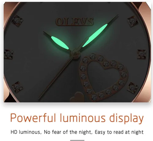Vista 5 de OLEVS Relojes para mujer correa de malla de oro rosa vestido de moda cuarzo japonés impermeable luminoso para mujer conjunto de pulseras