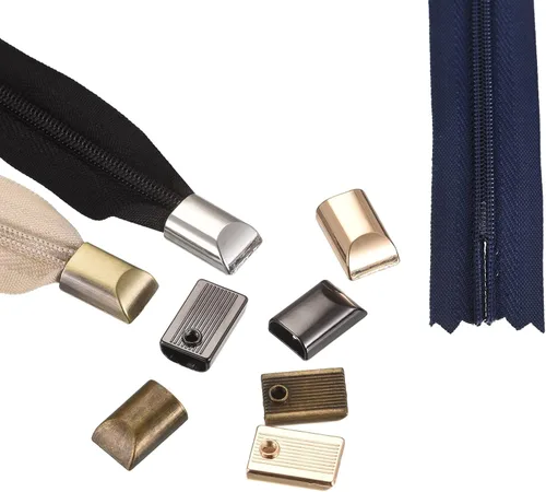 Vista 5 de uxcell 30 tapones de metal con cremallera, extremos rectangulares de repuesto con tornillo para manualidades, bolsa, equipaje, bronce oscuro