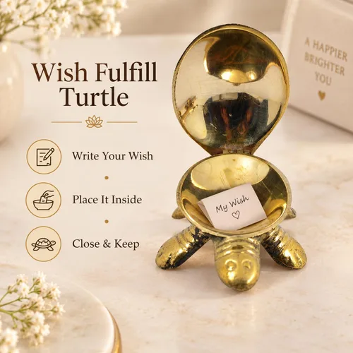 Vista 2 de Reiki Crystal Products Feng Shui Wish Fulfilling - Tortuga de latón con compartimento secreto de deseos