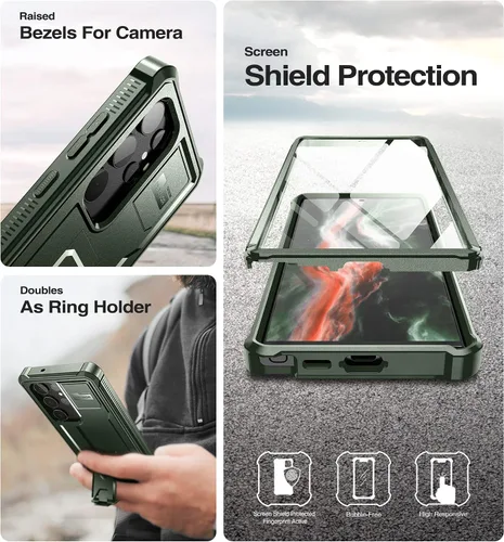 Vista 7 de Dexnor Funda de cuerpo completo para Samsung Galaxy S23 Ultra 5G/6.8 pulgadas, marco frontal extra, protección de grado militar, protector
