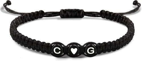Vista 121 de Pulseras con iniciales para mujeres y hombres, regalos para novia, novio, pulseras de letras "I Love You", regalos para ella, él, mejor amigo