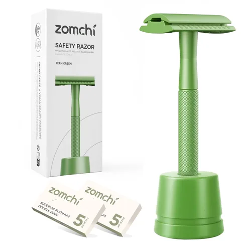 Vista 19 de ZOMCHI Maquinilla de afeitar de seguridad de doble filo para hombres y mujeres, maquinilla de afeitar de metal con 5 cuchillas de afeitar de Navaja