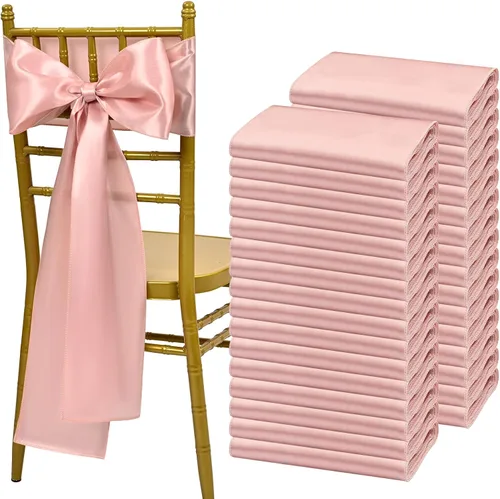 Vista 35 de Showgeous 60 cintas de satén color burdeos para decoración de sillas de recepción de boda, lazos para sillas de 7 x 78 pulgadas para banquetes