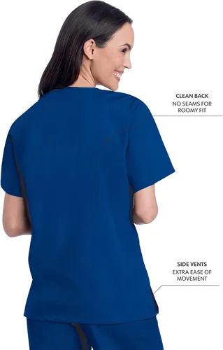 Vista 3 de ScrubZone - Parte superior de ambo con manga corta y cuello en V para mujer