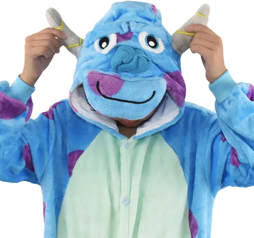 Vista 2 de Pijama de franela de una pieza para disfraz de Halloween, diseño de animal