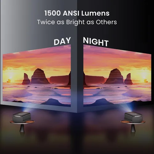 Vista 2 de OmniStar L80 Proyector usado, proyector nativo 1080P compatible con 4K con WiFi y Bluetooth, 1500 lúmenes ANSI, enfoque automático y Keystone