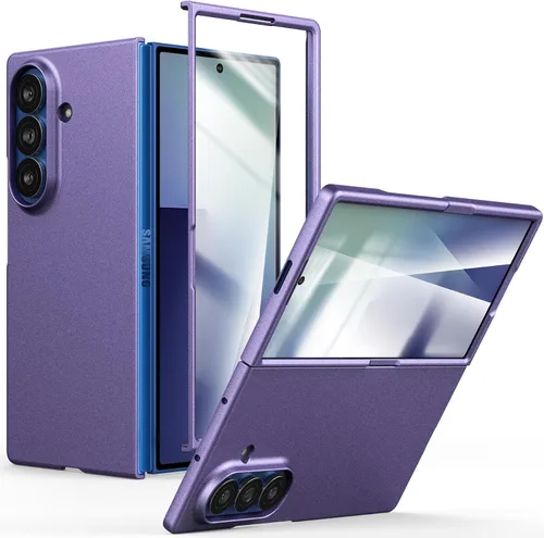 Vista 9 de Funda delgada para Galaxy Z Fold 5, [película de pantalla frontal dura transparente incorporada + parte trasera de policarbonato duro]