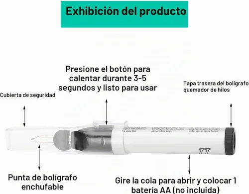 Vista 2 de Herramienta de quemado de hilos, bolígrafo de calor instantáneo para derretir y recortar hilos deshilachados, costura de cuentas y manualidades