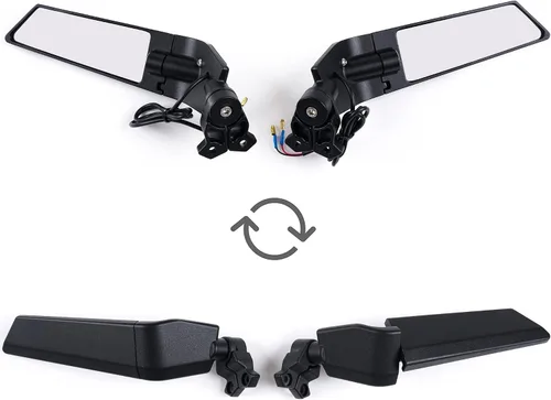 Vista 4 de Espejos retrovisores para motocicleta, espejos laterales giratorios ajustables para Honda CBR250R CBR500R CBR650R CBR1000R Kawasaki ZX6R ZX10R Ninja