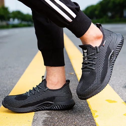 Vista 6 de SUADEX Zapatos de punta de acero para hombres y mujeres, zapatos de trabajo indestructibles, cómodos, ligeros, transpirables, de seguridad