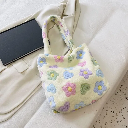 Vista 6 de JQWSVE Bonita bolsa de mano esponjosa de piel sintética para mujer, bolso de hombro de felpa para otoño e invierno, bolso cruzado
