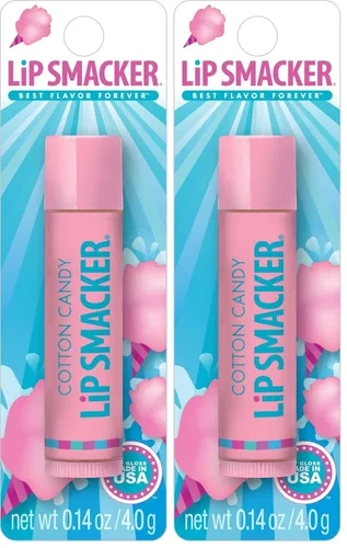 Vista 3 de Lip Smacker Bálsamo labial saborizado, algodón de azúcar, con sabor, transparente, para niños, hombres, mujeres, niños secos