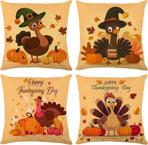 Vista 21 de ONFAON Decoraciones de Navidad - Fundas de almohada de Navidad 18x18, juego de 4, decoración navideña para sofá, sofá cama, cojín, decoraciones