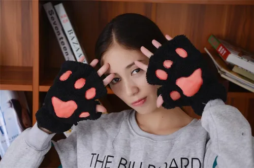 Vista 4 de MizHome - Guantes de invierno suaves con diseño de oso de gato
