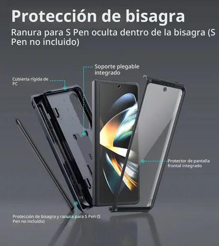 Vista 5 de Funda para Samsung Galaxy Z-Fold-4, protector de pantalla integrado con función atril