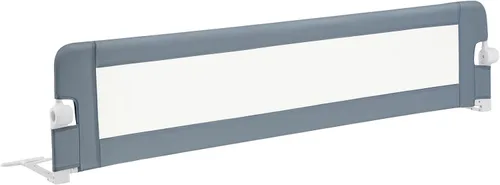 Vista 17 de BABY JOY - Barandillas de cama para niños pequeños, extralargas, protector de cama de seguridad abatible para cuna convertible, barandilla plegable