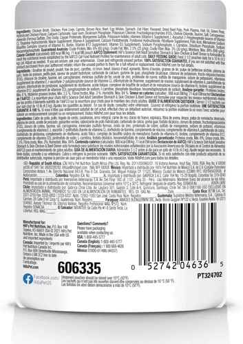 Vista 2 de Hill's Science Diet Alimento húmedo para gatos con estómago y piel sensible para adultos, pollo y carne de res, bolsas de 2.8 onzas, paquete de 24