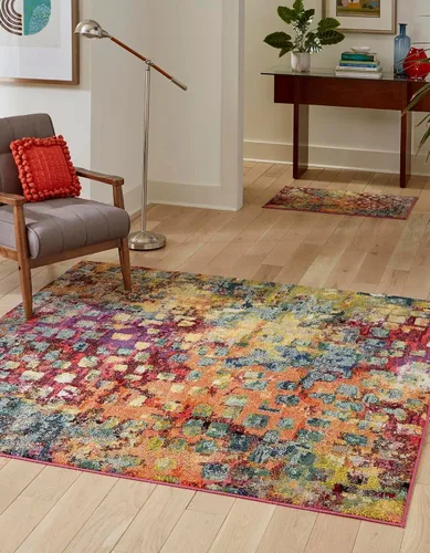 Vista 12 de Unique Loom Jardin Collection - Alfombra moderna, vibrante, abstracta y colorida (rectangular de 2 x 3 pies, multi/azul)
