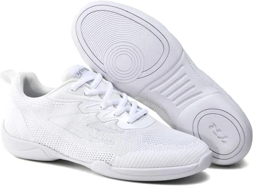 Vista 6 de DADAWEN Zapatos de baile de animadoras blancas para adultos y jóvenes, para entrenamiento atlético, tenis de competición, tenis de competición