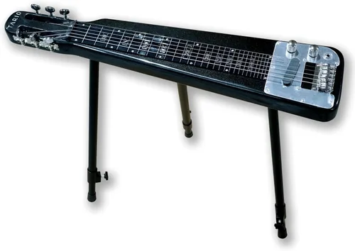 Vista 2 de TARIO Lap Steel Guitar 6 String Cabeza ranurada Stock Electric Slide Guitarras con bolsa de concierto (negro)