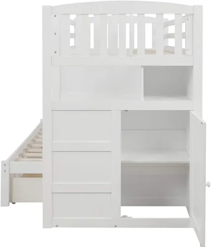 Vista 5 de Harper & Bright Designs Literas con escaleras y cajones de almacenamiento, tamaño individual sobre matrimonial, litera de madera maciza