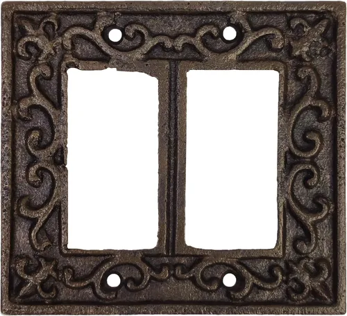 Vista 15 de Lulu Decor, Fleur De Lis - Placa de enchufe de hierro fundido en acabado marrón rústico antiguo