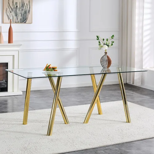Vista 18 de Mesa de comedor redonda, mesa de cocina de vidrio de 36 pulgadas para 4 personas, mesa de comedor de vidrio templado con patas de metal plateadas