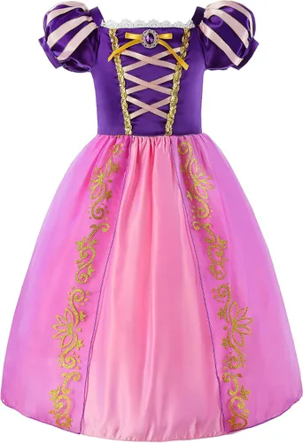 Vista 2 de JerrisApparel Disfraz de princesa para niñas, vestido de fiesta de Halloween con accesorios