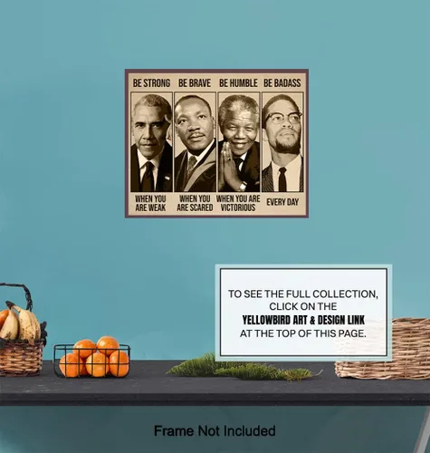 Vista 7 de Arte de pared y decoración afroamericana inspiradora - Sé fuerte, sé valiente, sé increíble - Decoración para el aula - Citas motivacionales