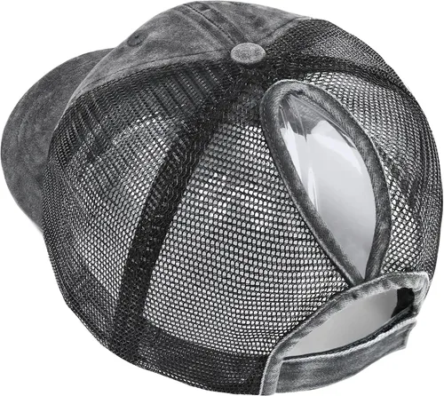 Vista 7 de Vinpress Sombrero de cola de caballo de cáncer de mama para mujer, gorra de béisbol con cinta bordada ajustable