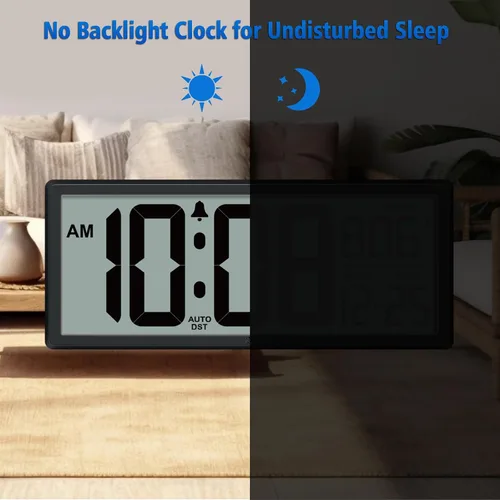 Vista 7 de WallarGe Reloj de pared digital grande de 14.5 pulgadas, funciona con pilas, con números gigantes, temperatura y fecha, fácil de leer y configurar