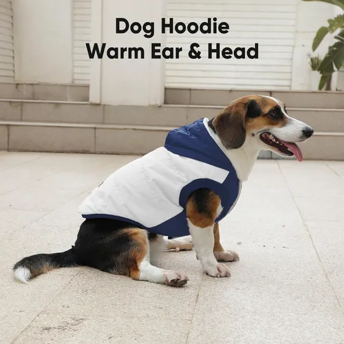 Vista 6 de Vecomfy Sudadera con capucha para perro extra cálida con forro polar en invierno para perros medianos, abrigo para mascotas con capucha, beige