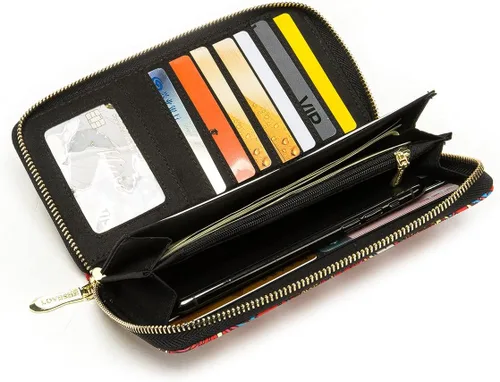 Vista 203 de Cartera de mano para mujer, estilo bohemio, con RFID, elegante, espaciosa con correa para viajes, capacidad para tarjetas, teléfono, dinero