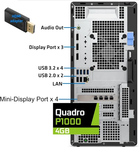Vista 3 de Dell Computadora de sobremesa Optiplex Plus, Intel i9-12900K, 64 GB de RAM, SSD PCIe NVMe de 4 TB, gráficos Nvidia Quadro P1000 de 4 GB, 4 x