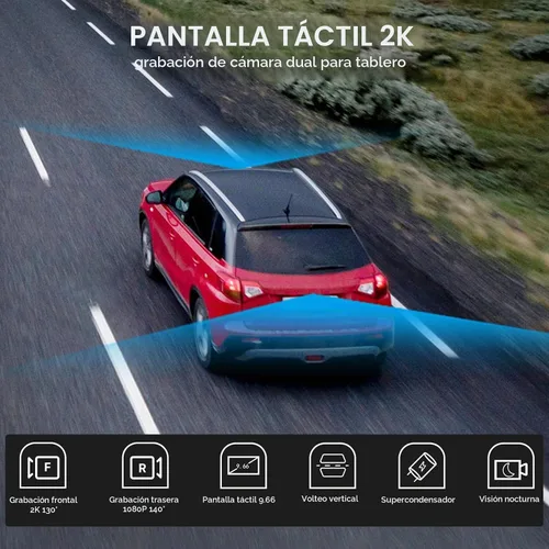 Vista 3 de KBD Cámara de espejo retrovisor OEM para automóvil con SD, frontal de 2K y trasera de 1080P de 9.66'' con cámara de respaldo, pantalla táctil