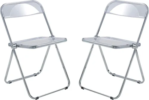 Vista 20 de LeisureMod Lawrence - Silla plegable de acrílico transparente moderna con marco de metal, asiento transparente que ahorra espacio para comedor
