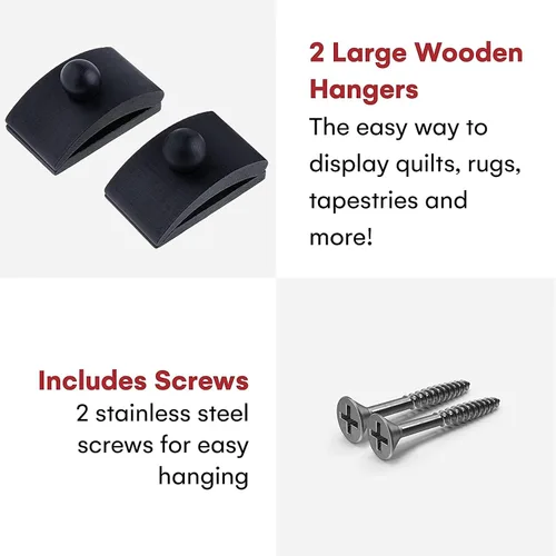 Vista 2 de Precision Quilting Tools Classy Clamps - Perchas de madera – 2 clips grandes (madera negra) y tornillos para colgar y exhibir edredones, tapices