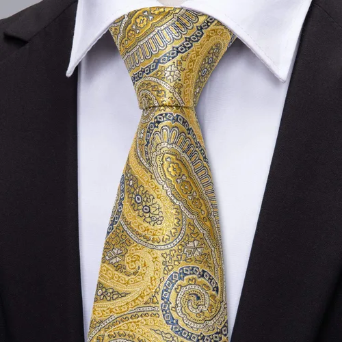 Vista 128 de Barry.Wang - Juego de corbata de seda para hombre, diseño de cachemira, pañuelo y gemelos de bolsillo
