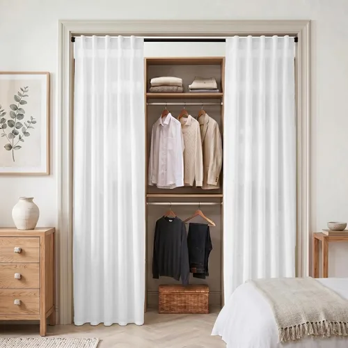 Vista 58 de XTMYI - Cortinas transparentes de 54 pulgadas de largo, juego de 2 paneles para baño, cortinas cortas de lino y algodón con semi privacidad
