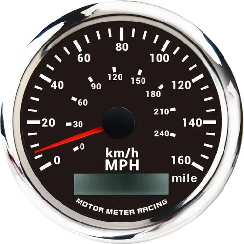 Vista 20 de MOTOR METER RACING W PRO 85mm 3-3/8" 2 en 1 Velocímetro GPS Tacómetro Odómetro Digital Kilometraje y Medidor de Viaje con Señal de Giro y Luz Alta