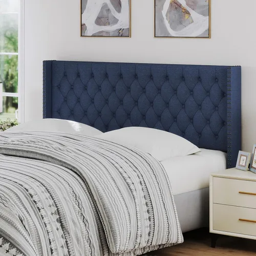 Vista 10 de Furpopup Cabecero tamaño Queen solamente, cabecero de pared con respaldo de ala, tamaño Queen para cama ajustable con acolchado de espuma de alta